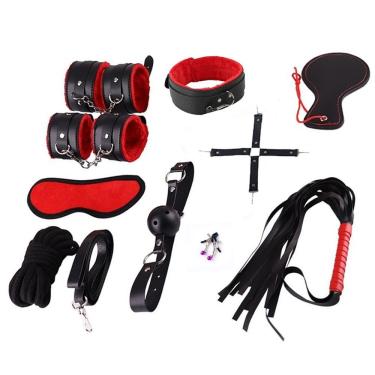 Imagem de Kit Sadomasoquismo Bdsm 10 Peças Fetiche Bondage Chicote Erotico Algema Palmatoria Dominatrix