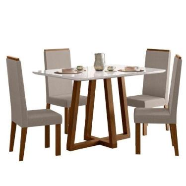 Imagem de Sala de Jantar Mesa Retangular Livia Largha 1200x900 com Vidro e 4 Cad