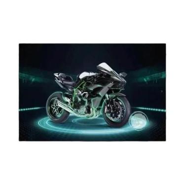 Imagem de Pôster De Corrida De Motocicleta Preto Pesado Em Tela Para Decoração D