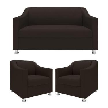 Imagem de Kit Sofá 2 Lugares Namoradeira Com 2 Poltronas De Barbearia - Móveis M