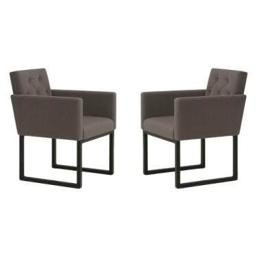 Imagem de Kit 2 Poltronas Decorativas Reforçada Recepção Base Ferro - Móveis Maf