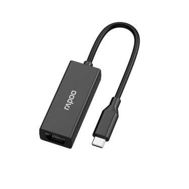 Imagem de HUB USB-C para Ethernet Rapoo com Conexão RJ45, Plug & Play, Preto - XD20-Unissex