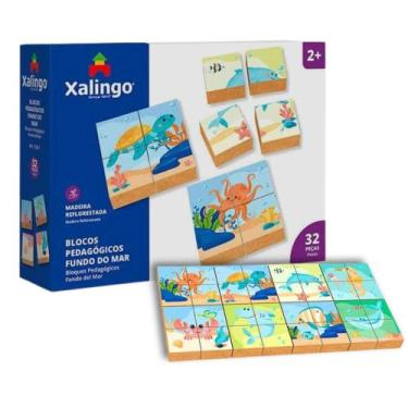 Imagem de Brinquedo Infantil Blocos Pedagógicos Fundo do Mar Quebra-Cabeça 32 Pe
