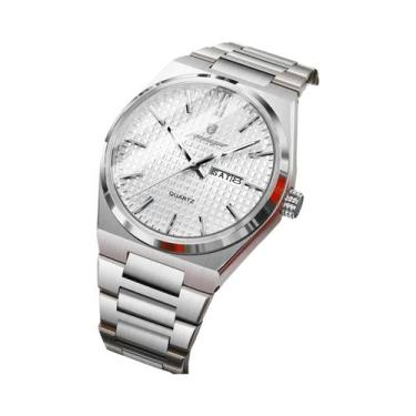 Imagem de Relógio De Quartzo Masculino À Prova d'Água Com Luz Noturna Em Aço Ino