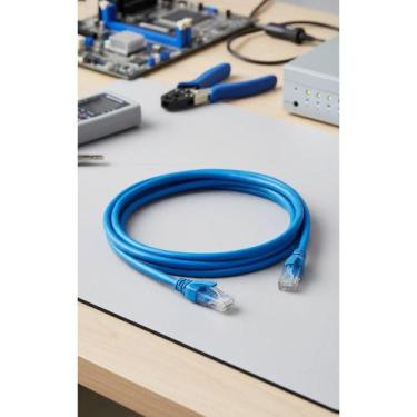 Imagem de Cabo Rede Ethernet Cat6 1m Giga LAN Rápido Azul - Congratulations Stor