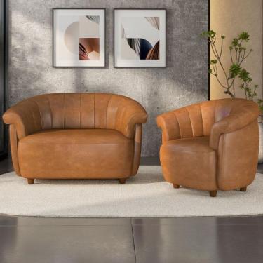 Imagem de Kit Namoradeira 2 Lugares e Poltrona Decorativa Orgânica Perseu M03 ma