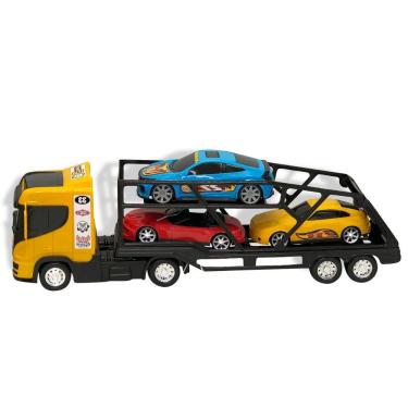 Imagem de Caminhão Cegonheira Grande Com 3 Carrinhos - Amarelo