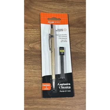 Imagem de Kit Lapiseira Técnica com Grafites 0.7mm OEM Jocar Office Formato Hexagonal com Tubo 12 Minas Dourado