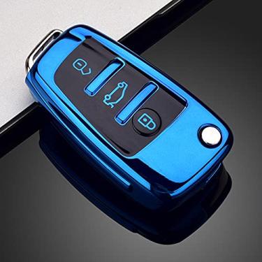 Imagem de WSWJDW Macio TPU Car Key Case Cover Chaveiro Ring Key Bag, apto para Audi C6 R8 A1 A3 Q3 A4 A5 Q5 A6 S6 A7 B6 B7 B8 8P 8V 8L TT RS, 2