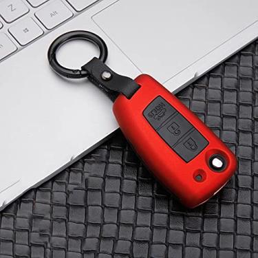 Imagem de YJADHU Porta-chaves da capa da chave do carro de silicone em plástico corrente, adequado para Nissan X-Trail T32 Rogue Juke F15 Qashqai J11 Murano MAXIMA ALTIMA, 3 botões vermelhos