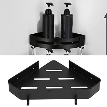 Imagem de Prateleira de canto de chuveiro de alumínio estilo europeu preto de parede montada em parede prateleira de armazenamento de camada única para banheiro de hotel banheiro