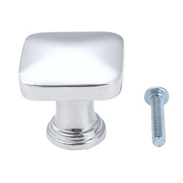 Imagem de Botão quadrado de latão único buraco punho vintage pull 29mm vintage decorativo dourado/preto/vermelho armário armário gaveta w/parafuso YYDFPIIA (Color : Bright chrome)