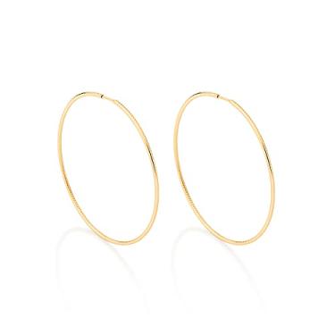 Imagem de Brinco Rommanel Banhado Ouro Maxi Argola Fina Com Riscos 526764