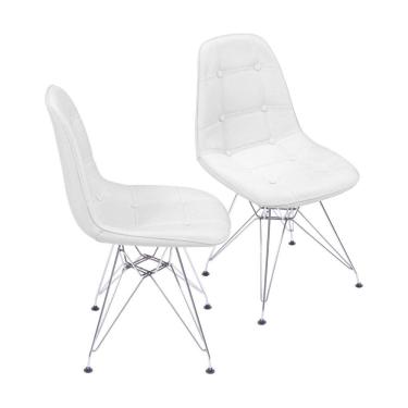 Imagem de Kit 2 Cadeiras Estofada Botonnes Base Cromoda OR Design Branca