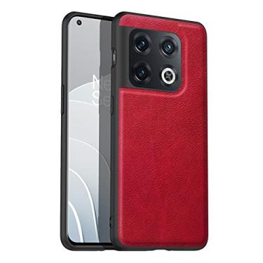 Imagem de GSYH Capa para Oneplus 10 Pro, capa traseira de couro PU fina com proteção de câmera Capa protetora híbrida TPU macia para Oneplus 10 Pro, vermelha