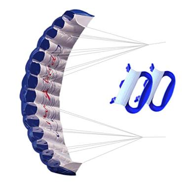 Imagem de Generic Kit de Pipa de Surfe com Linha Dupla - Azul com Arco-íris Fresco, 1,4 m