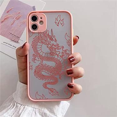Imagem de Remazy Fashion Dragon Animal Pattern Phone Case para iPhone 13 12 11 Pro MAX X XS XR 8 7 6Plus Capa Dura Transparente Matte Bag, Estilo 6, Para iPhone 12