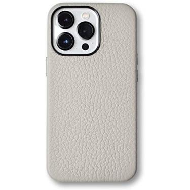 Imagem de IOTUP Capa traseira de telefone, para Apple iPhone 13 Pro Max (2021) 6,7 polegadas capa com padrão de lichia tudo incluso [proteção de tela e câmera] cinza