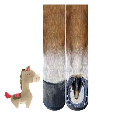 Imagem de Bontouch jour Meias criativas unissex masculinas e femininas divertidas com estampa de animais com estampa 3D e estampa de pés de animal, meias de cano médio