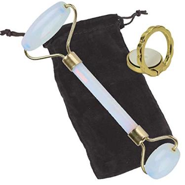 Imagem de Rolo Massageador Facial Anti Estresse Quartzo Azul + Suporte Celular CBRN15627