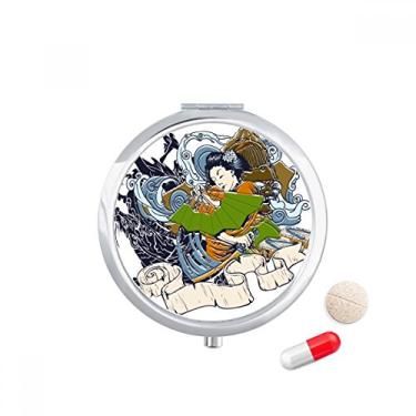 Imagem de Quimono japonês feminino Samurai espada estojo de comprimidos bolso caixa de armazenamento de remédios dispensador