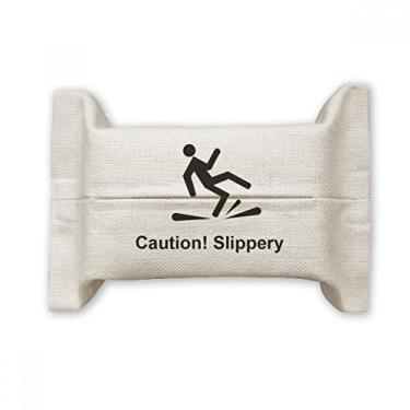 Imagem de Caution Slippery Black Symbol Face Paper Cover Holder Cotton Linen Bag