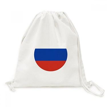 Imagem de Mochila de lona com cordão e estampa de símbolos europeus, bandeira nacional da Rússia