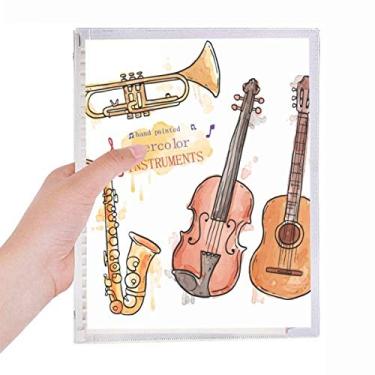 Imagem de Caderno de instrumentos musicais com estampa de aquarela, folhas soltas, diário recarregável, artigos de papelaria