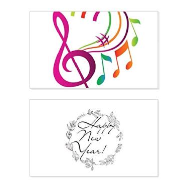 Imagem de Notação musical verde laranja rosa ano novo cartão felicitações mensagem presente