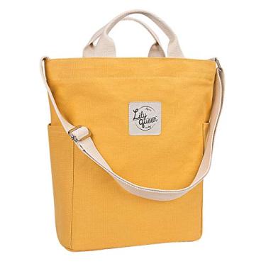 Imagem de Bolsa de lona feminina casual de lona da Lily Queen, bolsa de ombro transversal, Amarelo, Medium