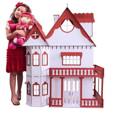 Casinha De Bonecas Barbie Adesivada Madeira Mdf Com Moveis em Promoção é no  Buscapé