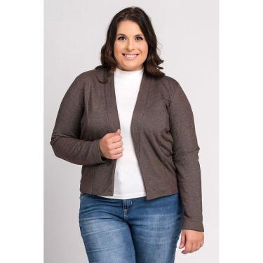Imagem de Blazer Feminino Plus Size Moleton Canelado Aberto - Cereja Rosa