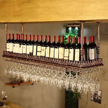 Imagem de Rack de vinho para casa suporte vermelho restaurante S, rack de vidro de vinho de cabeça para baixo decoração de mesa de bar doméstico rack de taça pendurado rack de vidro de vinho, 60 cm, marrom
