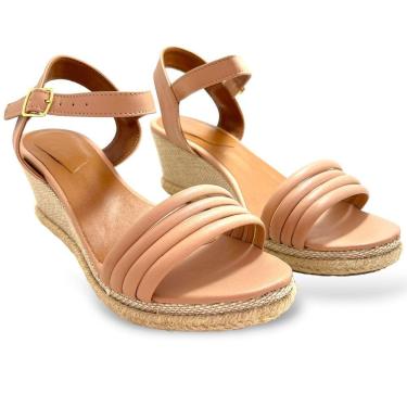 Imagem de Sandália Feminina Salto Anabela Comfort Nude