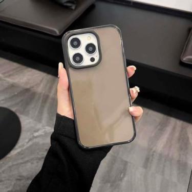 Imagem de Capa de telefone de cor fluorescente para iPhone 11 Pro Max 12 13 14 Pro Max 14 Plus Candy Color transparente à prova de choque capa traseira de silicone macio, preta, para iPhone 14 Plus