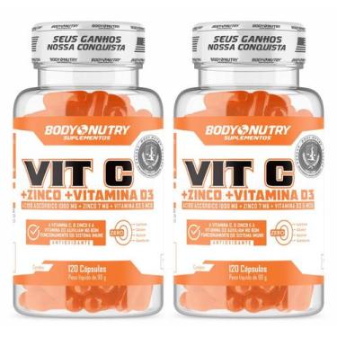Imagem de 2X Vitamina C 1G + Zinco + Vit D 60 Cápsulas  - Body Nutry