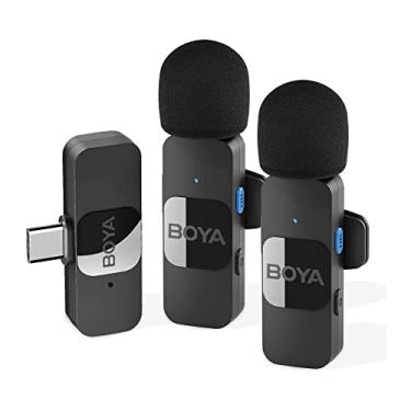 Imagem de Microfone de Lapela Boya By-V20 USB C para Android 2,4GHz Preto Ideal para Gravações Vídeo Podcasts Entrevistas com Transmissão de Áudio Nítida e Estável
