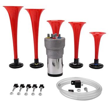 Imagem de FARBIN Trompa de ar musical toca dixieland melody buzina de ar dixie som multifrequência cinco trompete dixie campainha com compressor para qualquer veículo (DIXLAND buzinas musicais)