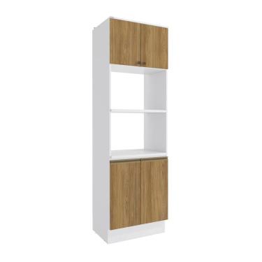 Imagem de Kit 2 Fornos Celeste Kappesberg 100% MDF 4 Portas Branco/Nogueira 70cm