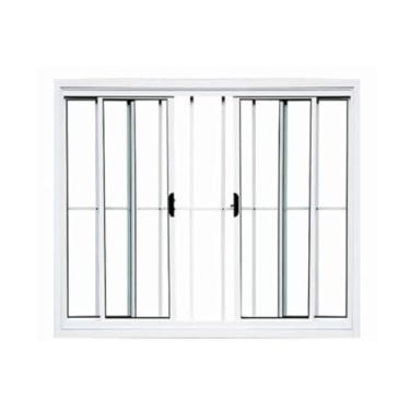 Imagem de Janela de aluminio Vitro 4 Folhas 100x150 c/grade branca