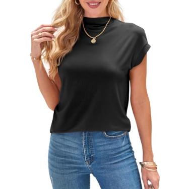 Imagem de Tankaneo Camisetas femininas com manga cavada e gola redonda para o verão, casuais, básicas, lisas, justas, Preto, XXG