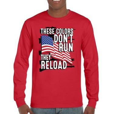 Imagem de Camiseta de manga comprida These Colors Don't Run They Reload 2nd Amendment 2A Don't Tread on Me Second Right Bandeira Americana, Vermelho, GG