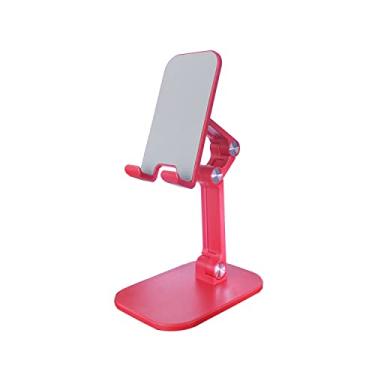 Imagem de Suporte de celular vermelho para mesa, altura ajustável de plástico ABS e ângulo de visão, suporte dobrável para celular Android, iPhone e tablet como iPhone 13 Pro Xs Max XR X Se 8 Ipad