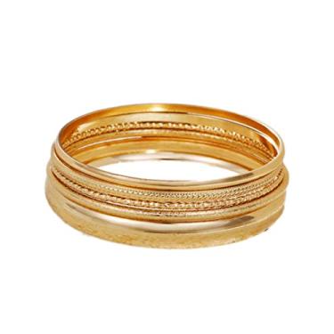 Imagem de COLORFUL BLING Conjunto de 5 a 12 pulseiras indianas Boho para mulheres, trançadas, volumosas, empilháveis, joias, algemas, casamento, cabo em camadas, conjunto de pulseiras lisas, Metal, Liga