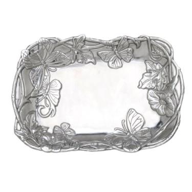 Imagem de Arthur Court Designs Bandeja de alumínio para serviço de alimentos, organizador de armazenamento de mesa, organizador, organizador, criado mudo ou cômoda de 24 cm de comprimento