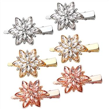 Imagem de BVGA 3 pares de presilhas de cabelo para mulheres, franja de strass de cristal, grampos de cabelo de metal, flores, borboletas, folhas, acessórios decorativos de cabelo para mulheres e meninas