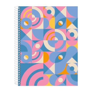 Imagem de Caderno Universitário Capa Dura Bauhaus Azul e Rosa 10 Matérias