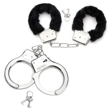 Imagem de Algemas para Restrições, Acessórios Eróticos, Jogos de Brinquedos Sexuais para Casais Adultos, Fetiche, 2 Pares (Preto)