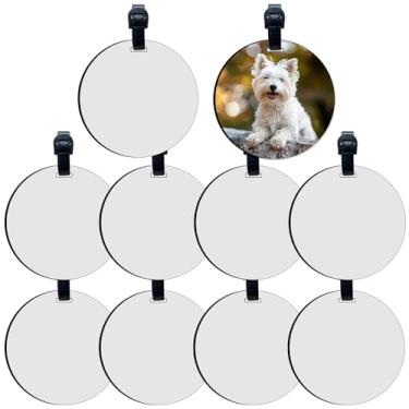 Imagem de 9 peças de etiquetas de bagagem em branco de sublimação MDF a granel com cinto branco sublimação produtos em branco bolsa de viagem, cartão de identificação, etiquetas de bagagem com chaveiros de