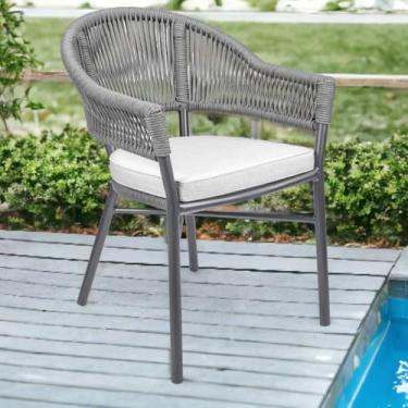 Imagem de Cadeira Área Externa Alumínio com Corda Naútica Almofada Removível Bear Grafite G56 - Gran Belo